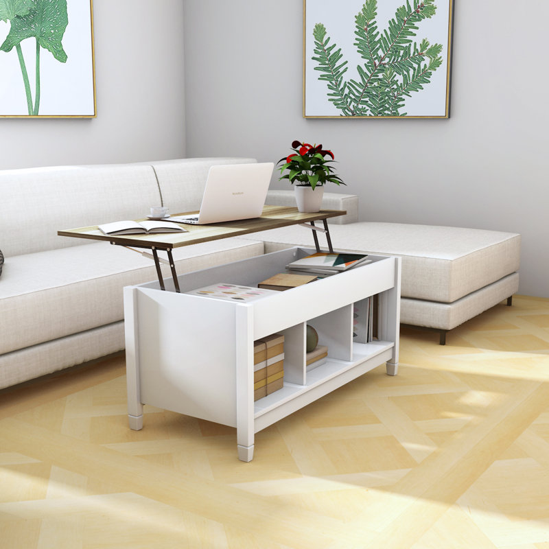 Jocasta Coffee Table, Light Brown, White, 24.5" H x 41" L x 20.5" W