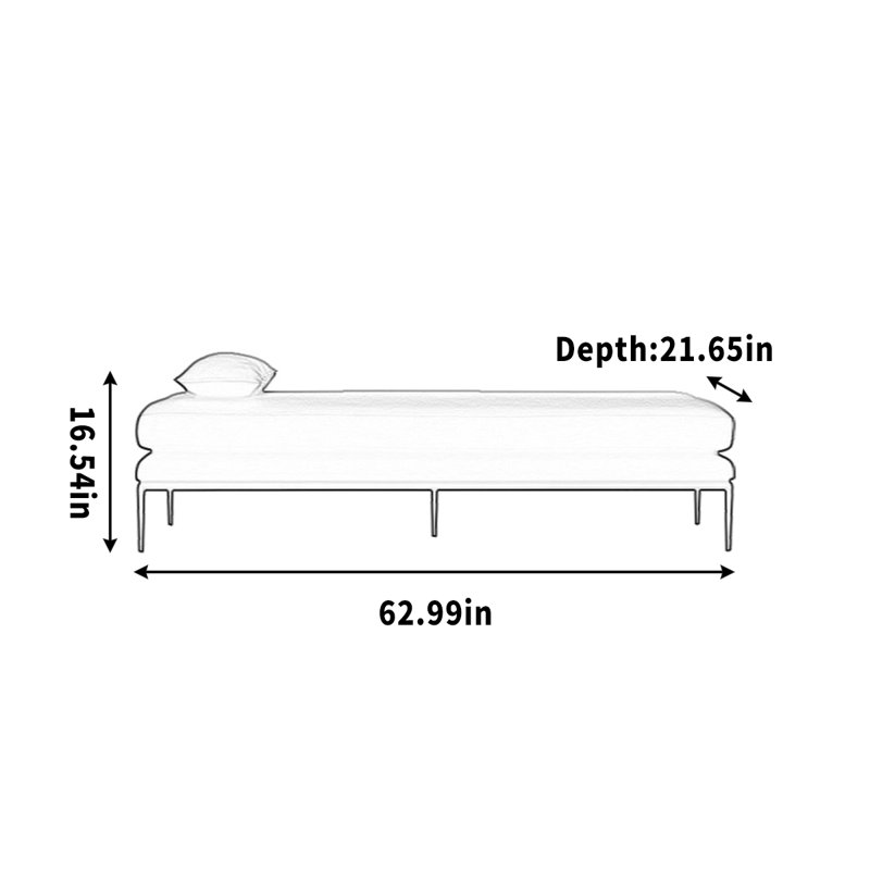 Tabouret de banc, H 16,54 po x l 62,99 po x P 21,65 po