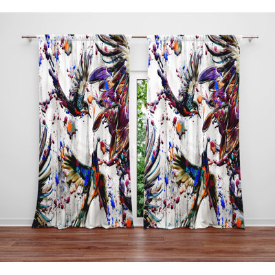 Panneaux de rideaux Paint Splatter Birds