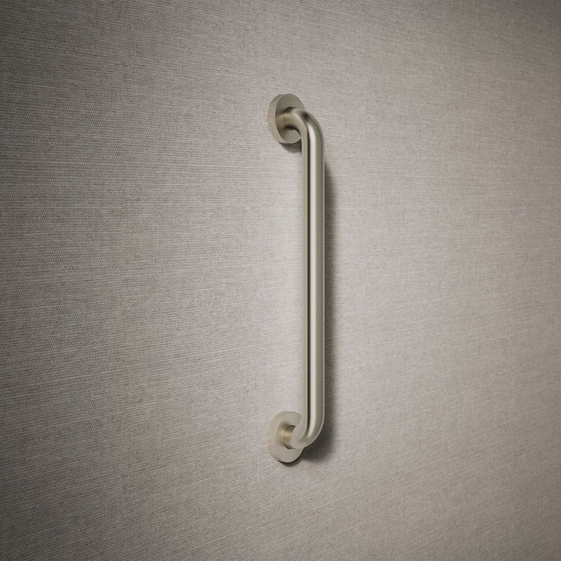 Barre d'appui contemporaine, L 18 po, Nickel brossé éclatant