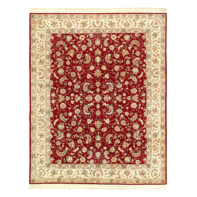 Tabriz Floral Area Rug in Red/Ivory