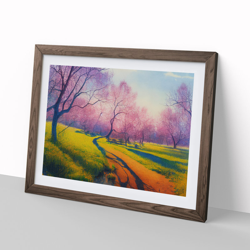 Spring Forest Watercolour Vol.5 - Framed Print, 46cm H x 64cm W x 2cm D, Walnut