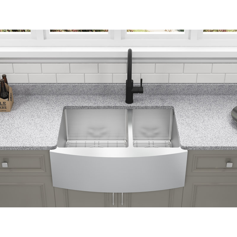 Parketon 30'' Stainless Steel Double Bowl Farmhouse Kitchen Sink