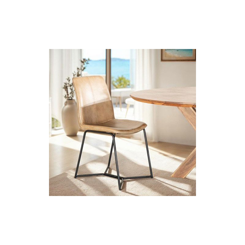 Brisben Leather Dining Chair, Hand Washed Chestnut