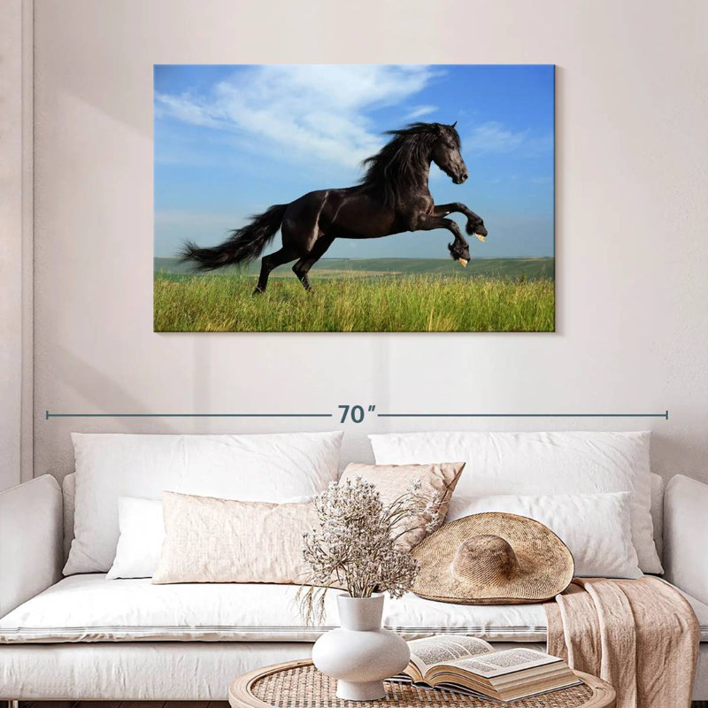 Brampt superbe cheval frison, H 30 po x l 45 po