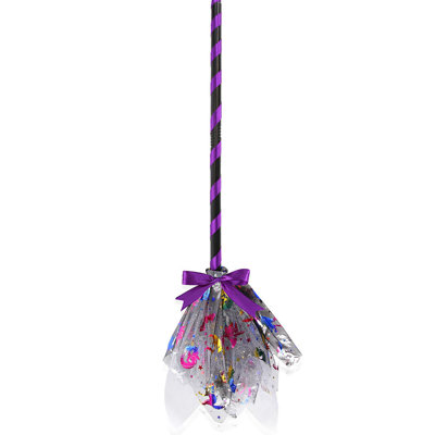 Halloween Witch Broom With Adjustable Length,detachable Mesh Gauze Party Costume Props