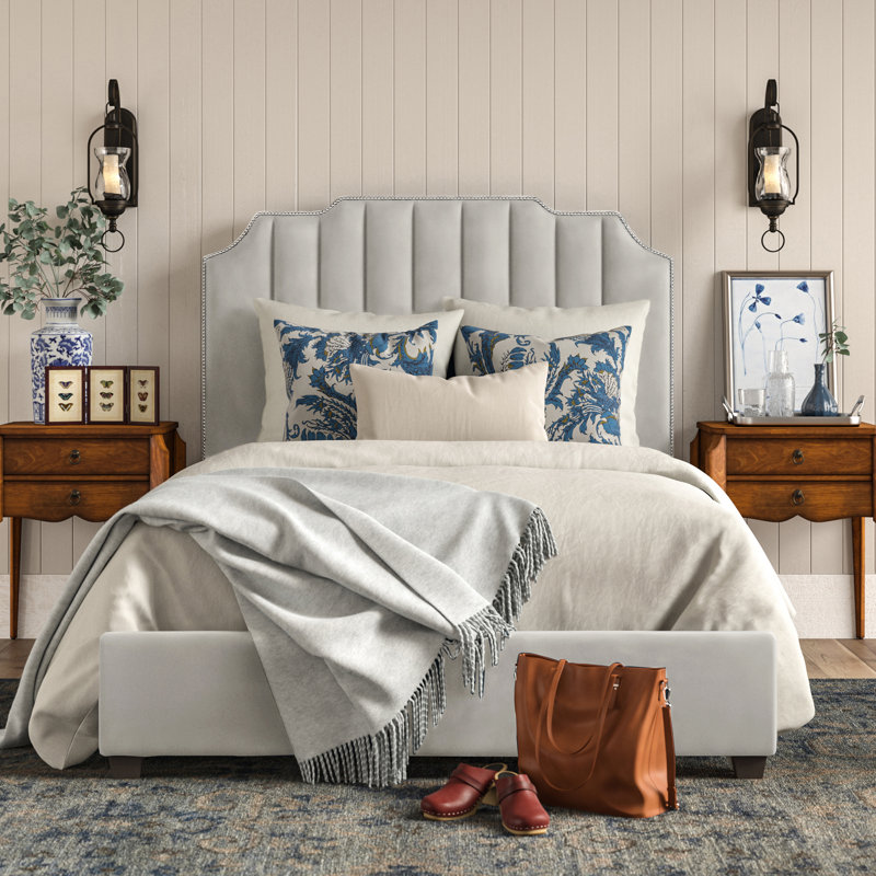 Musgrave Upholstered Platform Bed, Full, Gray