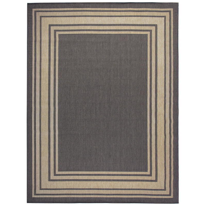 Horizon Indoor/Outdoor Modern Rug, Rectangle 10' x 14', Charcoal