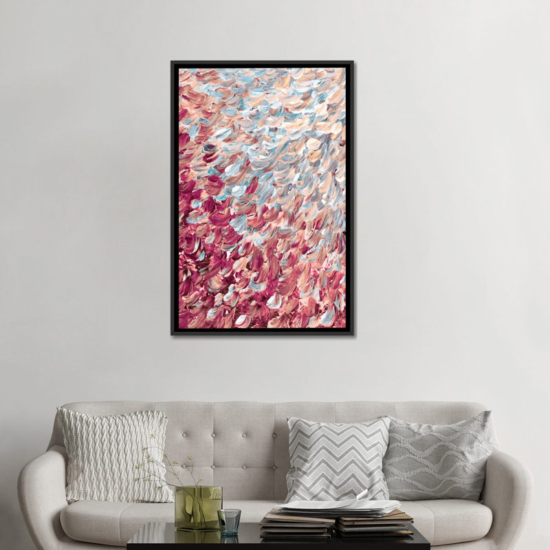 Frosted Feathers IV Painting Print on Wrapped Canvas, 26" H x 18" W x 1.5" D, Black Framed Canvas, No Mat