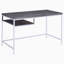 Bureau d'écriture rectangulaire gris et chrome patiné