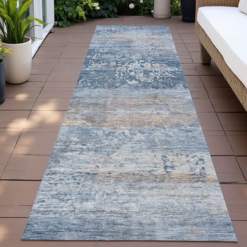 Machine Washable Indoor/Outdoor Meredith ACN2146 Abstract Rug, Tapis de couloir 2 pi 3 po x 7 pi 6 po