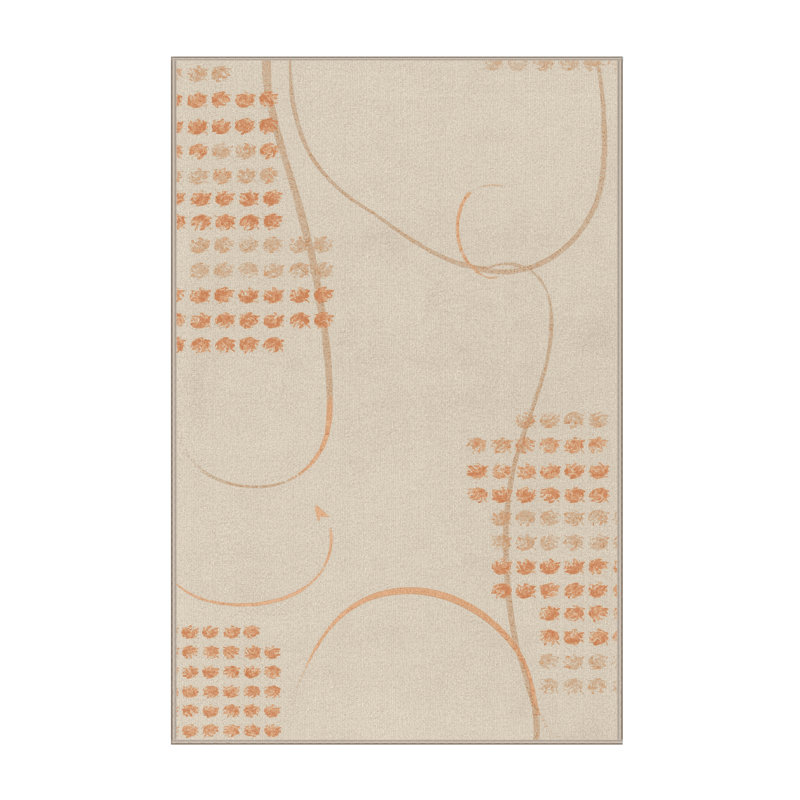 Soft Plush Eurydamas Thanksgiving Modern & Contemporary Abstract Area Rug in Beige – Beige Binding, 2x5