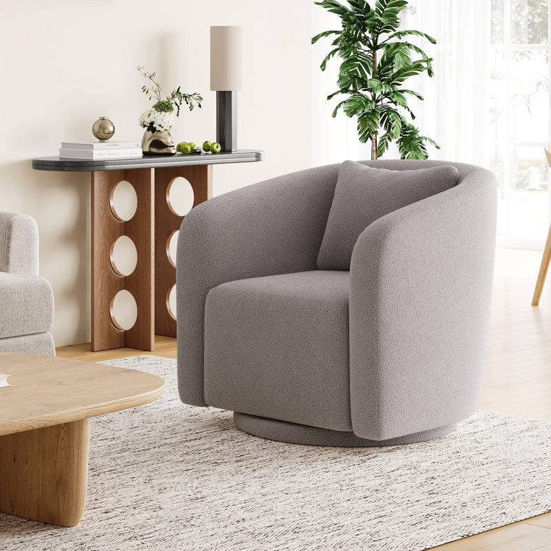 Fauteuil pivotant rembourré Boucle, Gris clair