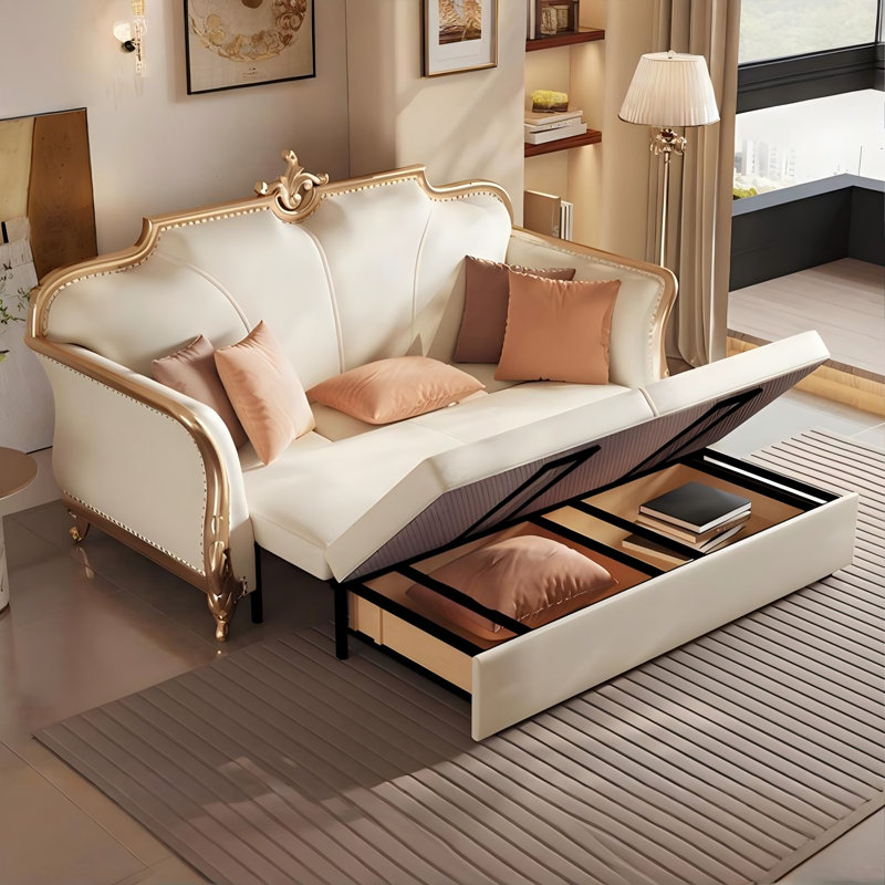 Canapé-lit convertible 90,55 po Modern Light Luxury, H 45,28 po x l 90,55 po x P 37,4 po, Blanc