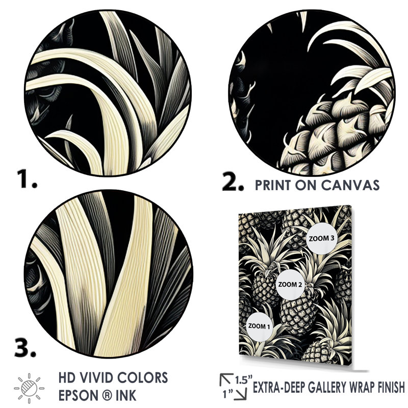 Doux ananas juteux délice III sur toile, Cadre photo blanc, H 40 po x l 30 po x P 1,5 po