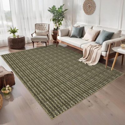 Soft Washable Non Slip Doormat Modern Braided Low Pile Rug Thin Indoor Carpet Collapsible Accent Mat for Bedroom, Living Room, Entryway, Office, Kitchen, Camel