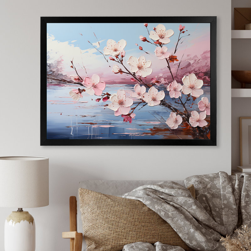 Fleur de pommier I sur toile, H 30 po x l 40 po x P 1,5 po, Cadre simple noir
