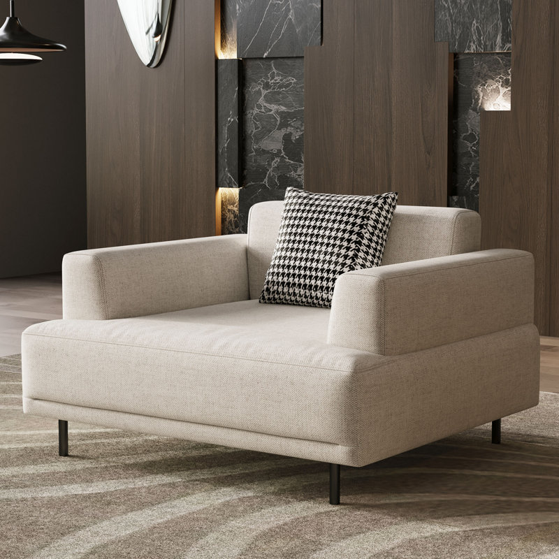 Fauteuil d'appoint 40,55 pouces avec sièges profonds et pieds modernes en métal Canapé simple rembourré pour le salon