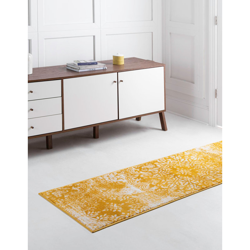 Brandt Floral Area Rug, Runner 2' x 13'1", Yellow 