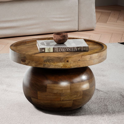 Coffee table Mango solid wood brown sofa table 50 cm living room table round