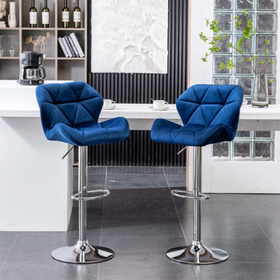 Ensemble de 2 tabourets de bar Breni Velvet Diamond