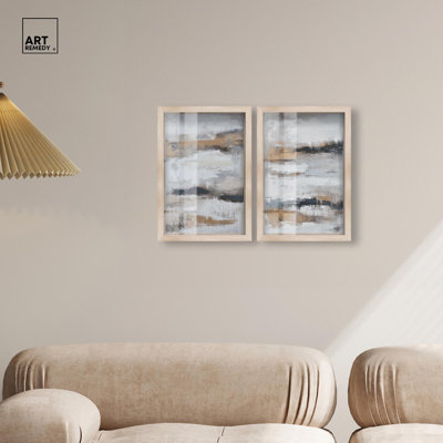 Stratified Slice Duo Shadowbox Print Abstract Wall Decor Set by Art Remedy, Black Frame, 10 x 15