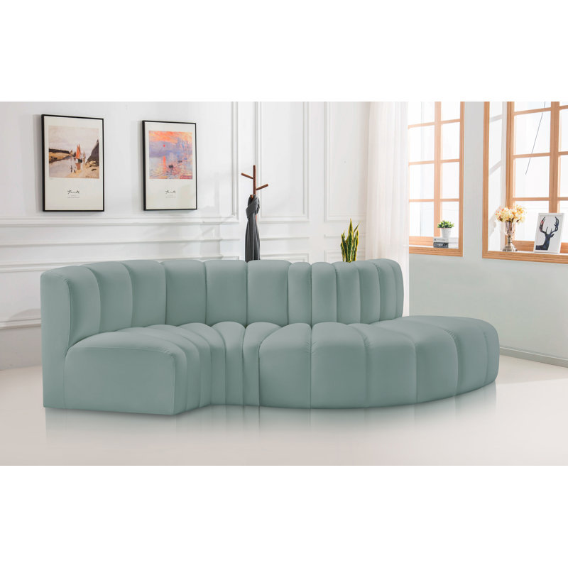 Isumi Upholstered 104'' Sofa, Mint Vegan Leather