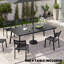 Table de salle à manger de patio avec trou pour parasol-434101117-459770166