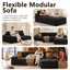 Modular Block L-Shaped Sectional Sofa, Convertible Cloud Floor Couch, High Resilience Foam-1074569654
