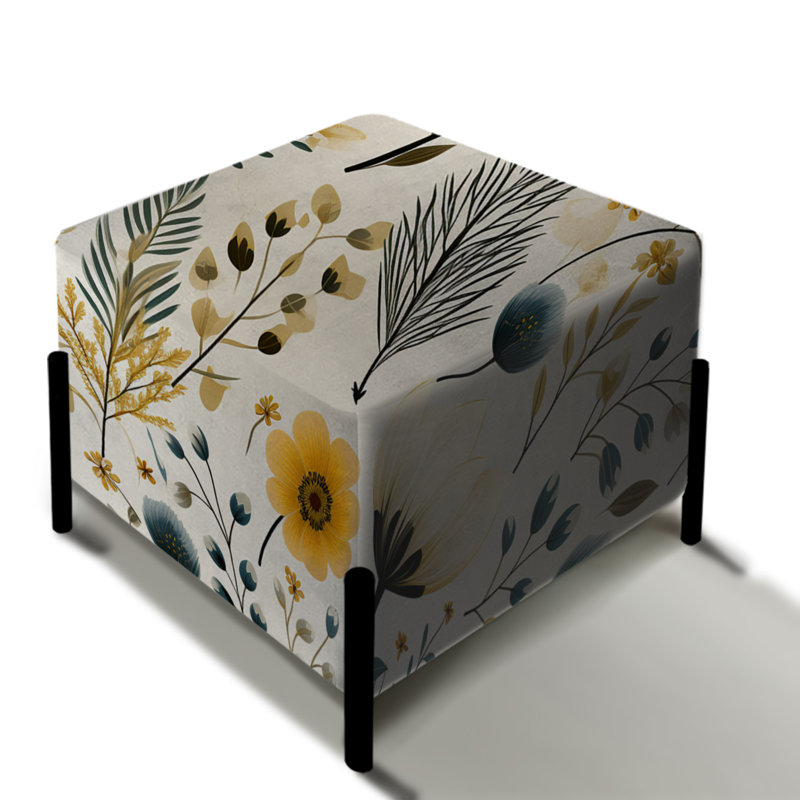Jaune et blanc floral Botanical Marvel Delight - repose-pieds carré floral