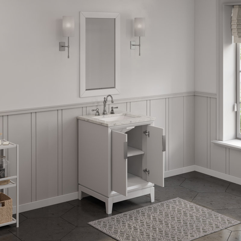 Elizabeth 24" Single Bathroom Vanity Set with Mirror, Pure White