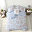 Ensembles de literie à motif floral bleu, ensemble d'édredon simple / simple en microfibre XL, bordure à volants