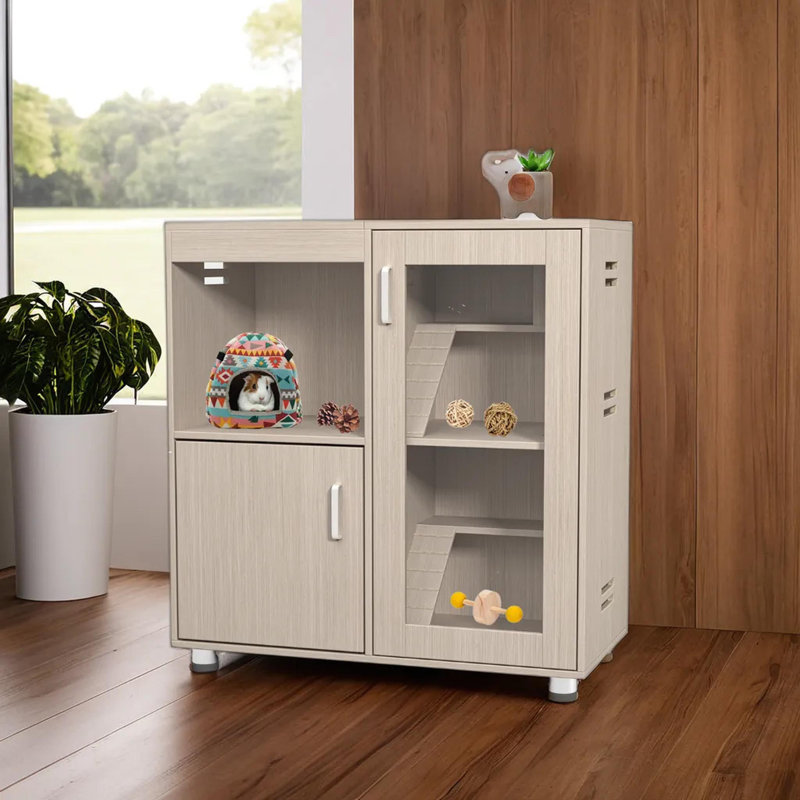 Cage à hamster spacieuse 31,5 "à 4 niveaux en bois, Bois