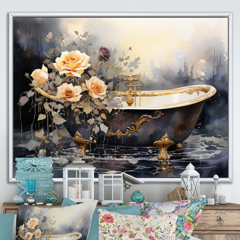 Baignoire Dameisha en or VI, Cadre flottant blanc, 12" H x 20" W