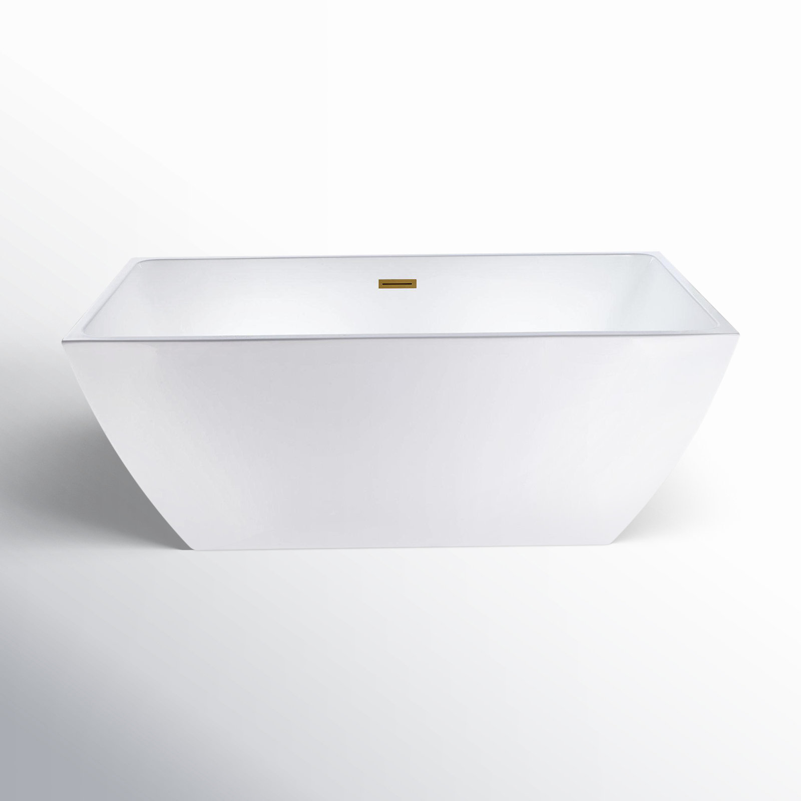 Lydia 59" Freestanding Soaking Bathtub, White/Titanium Gold