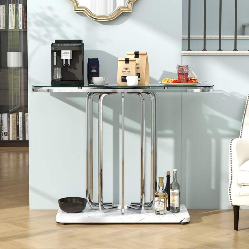 43.3cm Glass Top Console Table