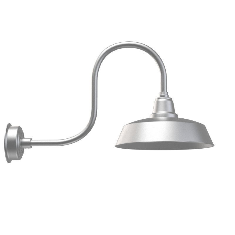Luminaire de grange d'extérieur à DEL Vandervliet, H 9 po x l 16 po x P 17 po, Argent galvanisé