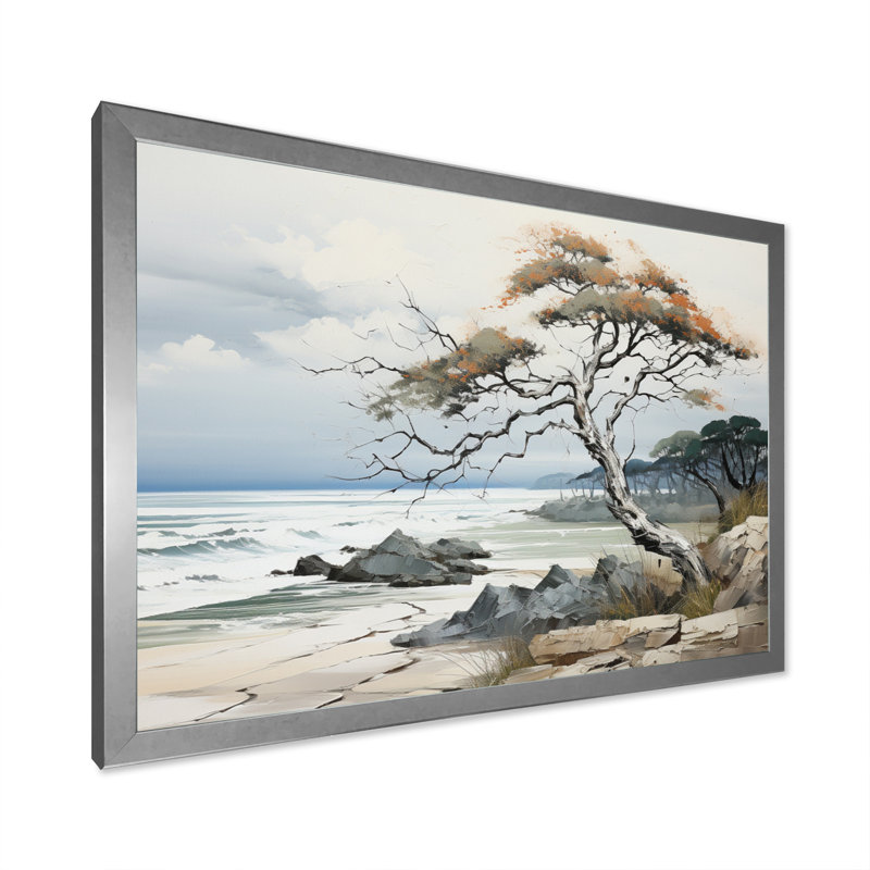 Coastal Tropical Windswept - Beach & Ocean Canvas Art Print, H 34 po x l 44 po x P 1,5 po, Cadre photo argenté