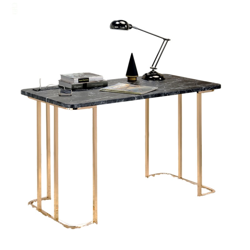 Bureau contemporain avec faux marbre USB sur le dessus et prise de courant