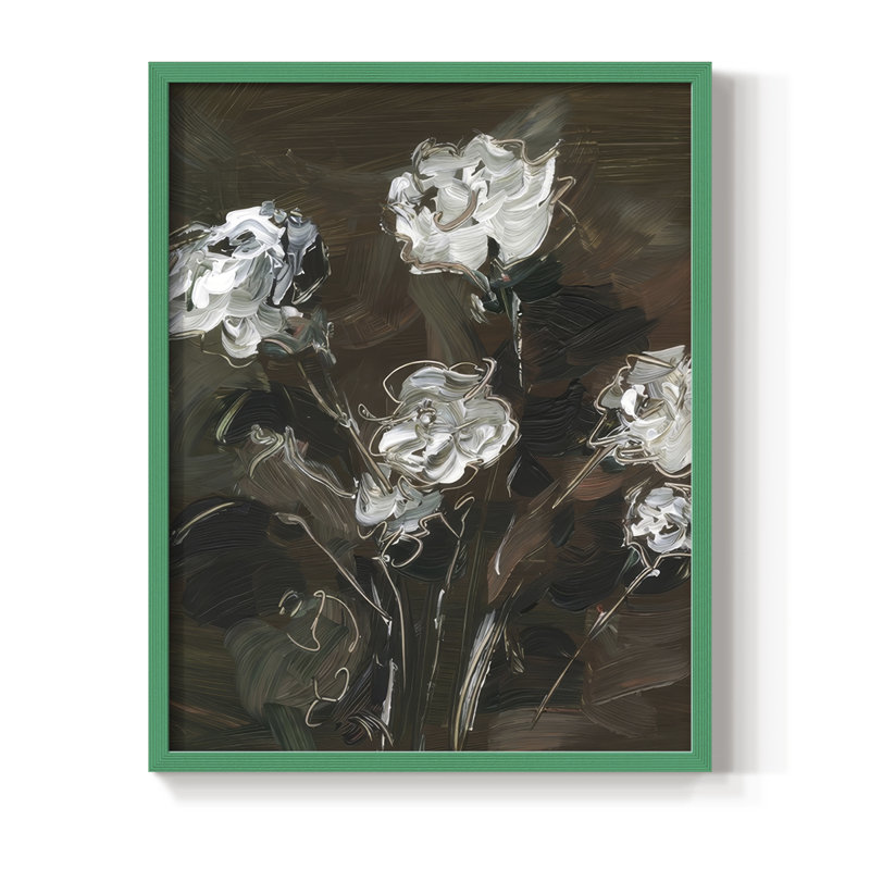 «White & Copper Floral II», reproduction encadrée - bois massif, H 30 po x l 24 po, Vert