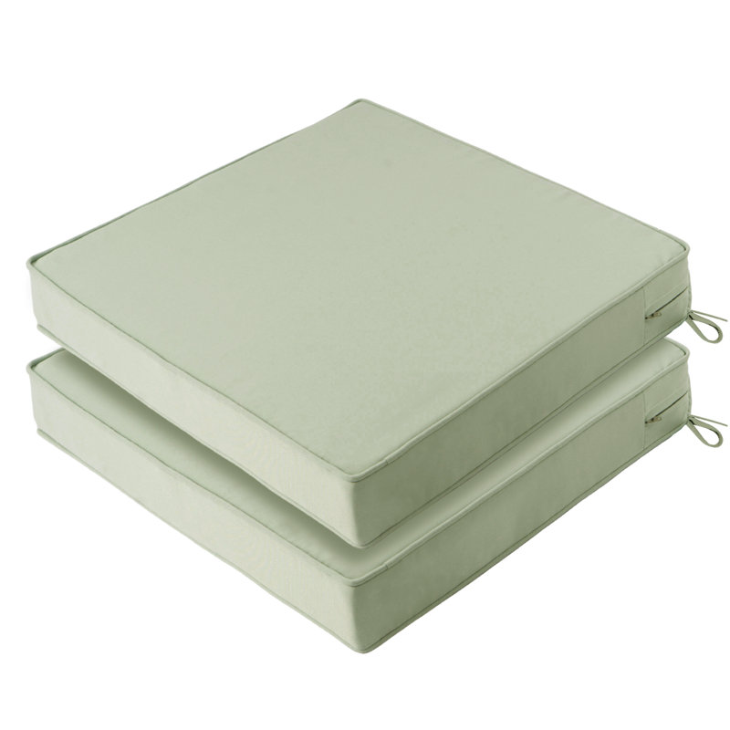 Coussin de chaise de patio avec poignée et attaches pour canapé de jardin, 19 po x 19 po x 3 po, Sauge, 4