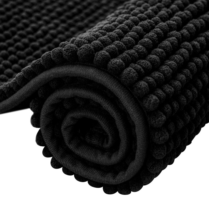 Tapis pour salle de bain Croley Luxury Chenille, L 20 po x L 32 po, Noir