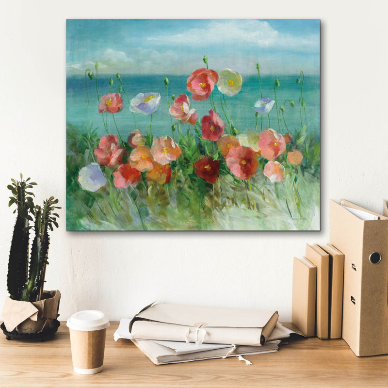 «Coastal Poppies» par Danhui Nai, art mural sur toile, H 20 po x l 24 po