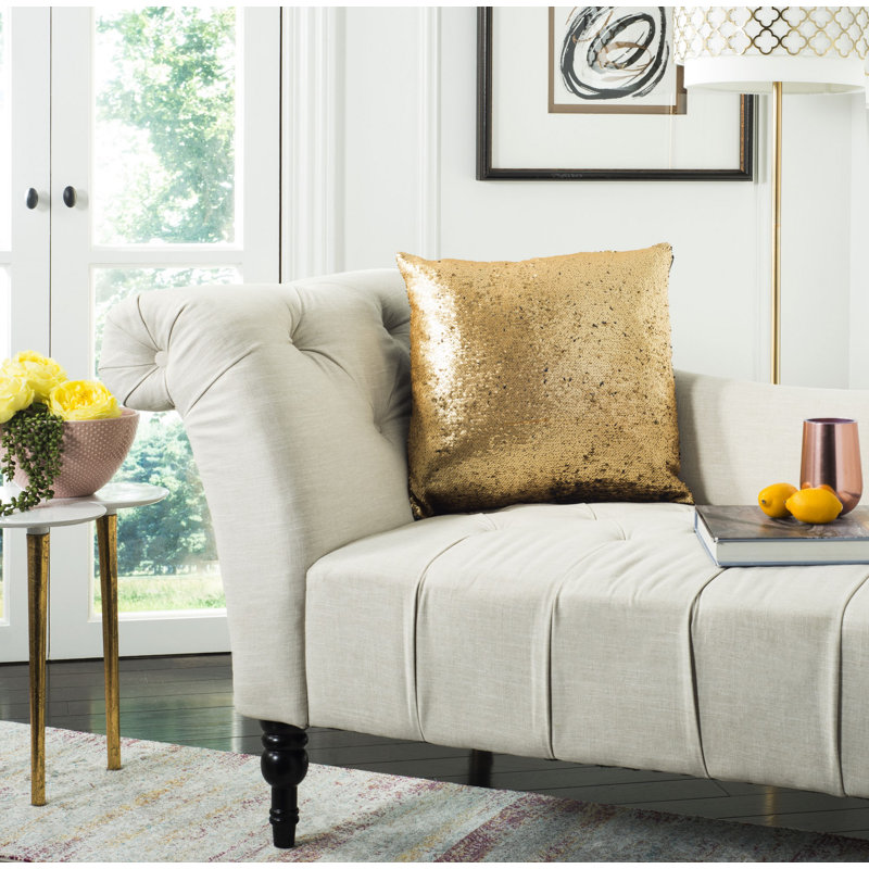 Gold and Black Sequined 18" Square Throw Pillow