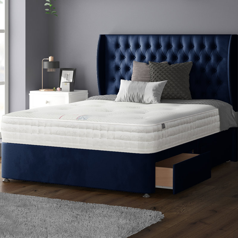Mandalay Divan Bed Base, Royal Blue, Small Double, 4 Drawers