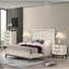 Lit pour grand lit beige / blanc - Bois avec lattes et tête de lit beige Assemblage facile