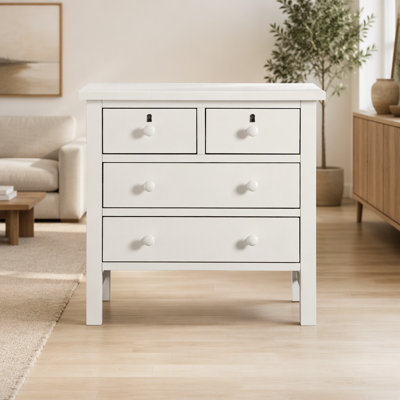 Table de chevet avec 4 tiroirs Georgina - Blanc antique