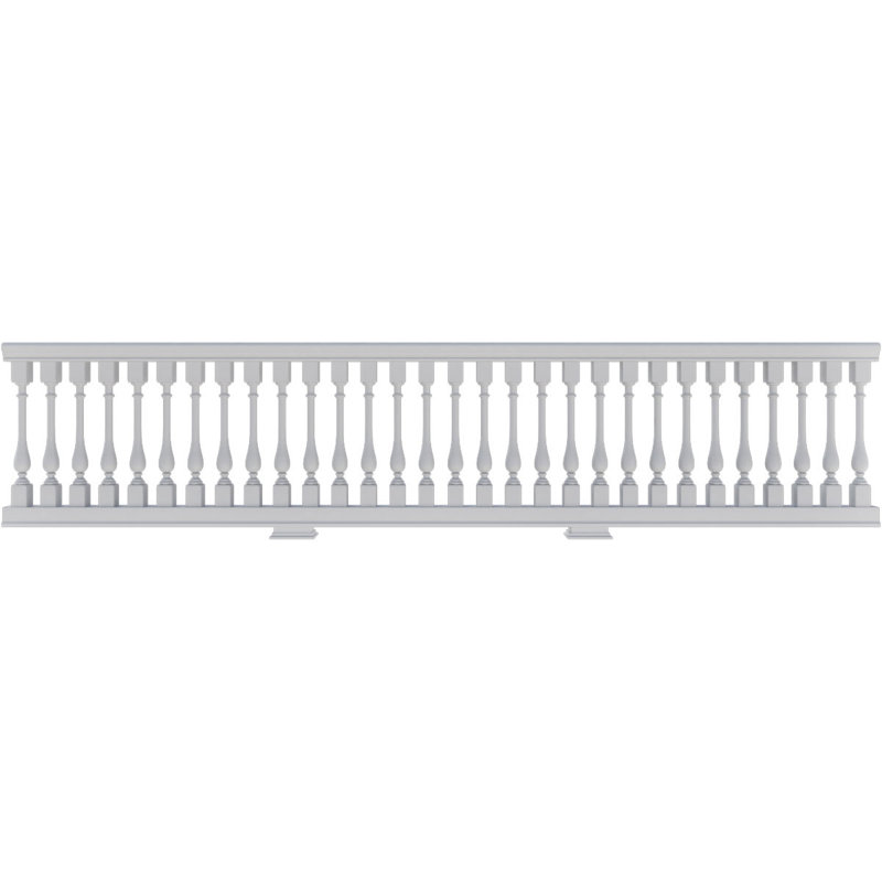 Ensemble de garde-corps à balustrade non assemblé Calico Endurathane 500 Series, 32 po de hauteur totale x 9 pi L. L'ensemble comprend (23) balustres Calico de l 2 1/2 po x H 24 po, (1) rail supérieur de L 108 po, (1) rail de 108 po L Rail inférieur, (2) trousses d'installation de rail et 2 blocs de support