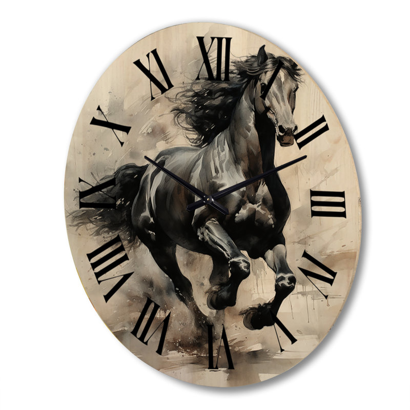 Horloge murale en bois noir I, Très grand