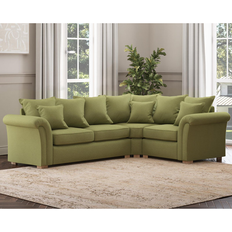 Castleacre Corner with two seats, Scatter Back, Left Hand Facing, Olive Polyester